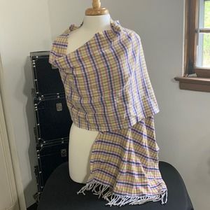 Plaid Print Women’s Scarf, Wrap, Shawl with Fringe Accents